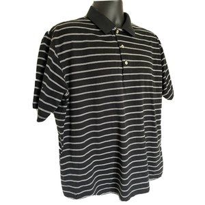 Peter Millar Black Striped Casual Polo Shirt Men’s Size Large